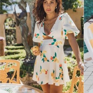 MIKAELA MINI DRESS - LEMON PRINT